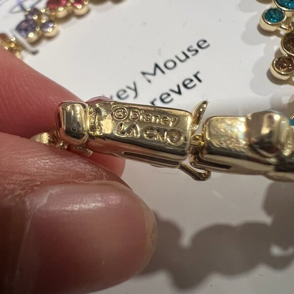 New In Box Disney Store,Crystal Multi Color Station Mickey Mouse Tennis Bracelet - Picture 5 of 8